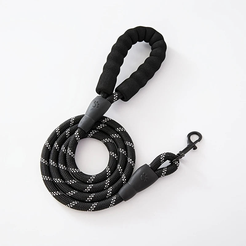 1pc Heavy-Duty Reflective Dog Leash with Padded Handle - Dual Traction Rope for Large Dogs.