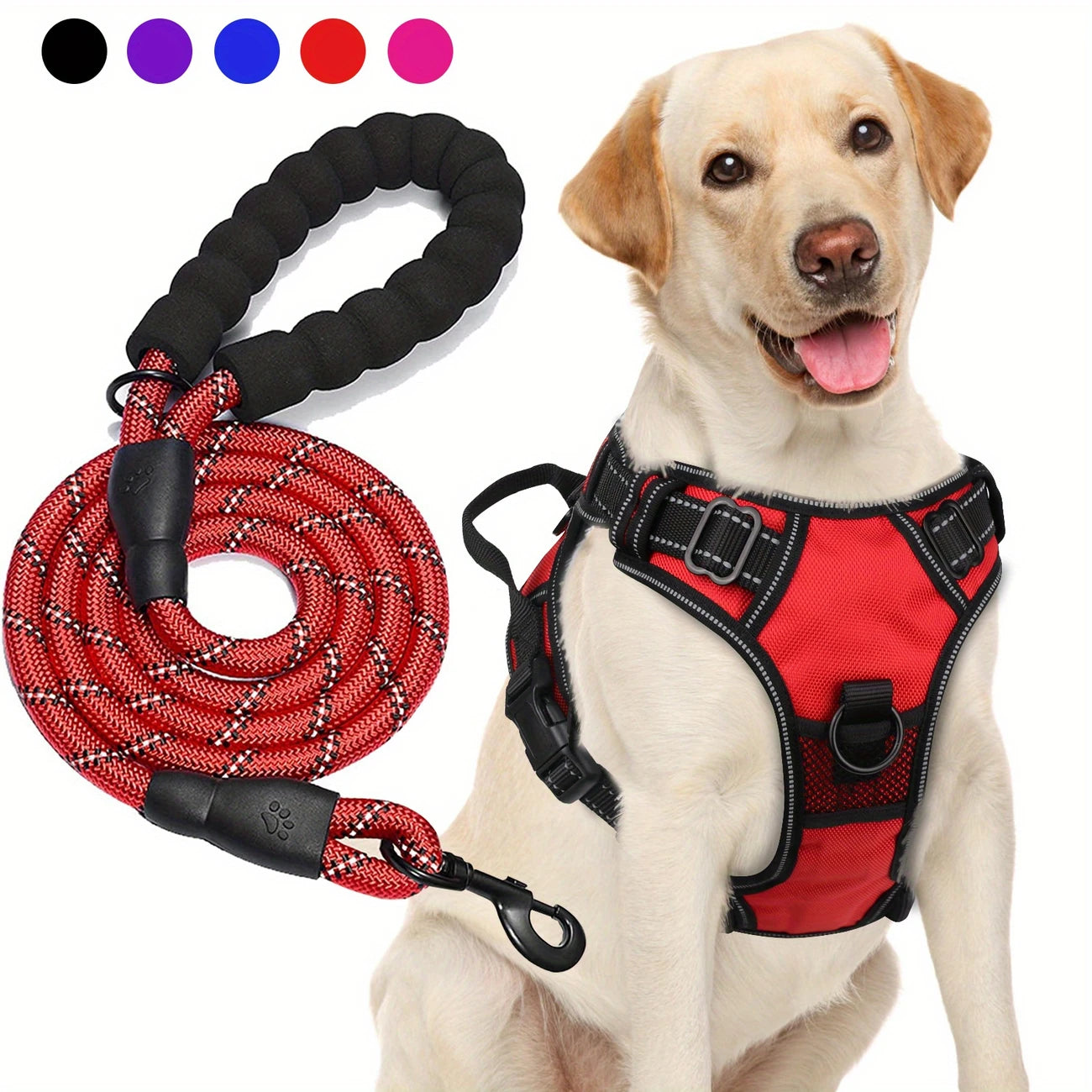 Adjustable for Medium and Large Dogs with Easy Control and Leash