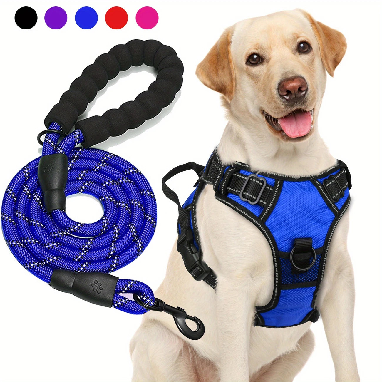 Adjustable for Medium and Large Dogs with Easy Control and Leash