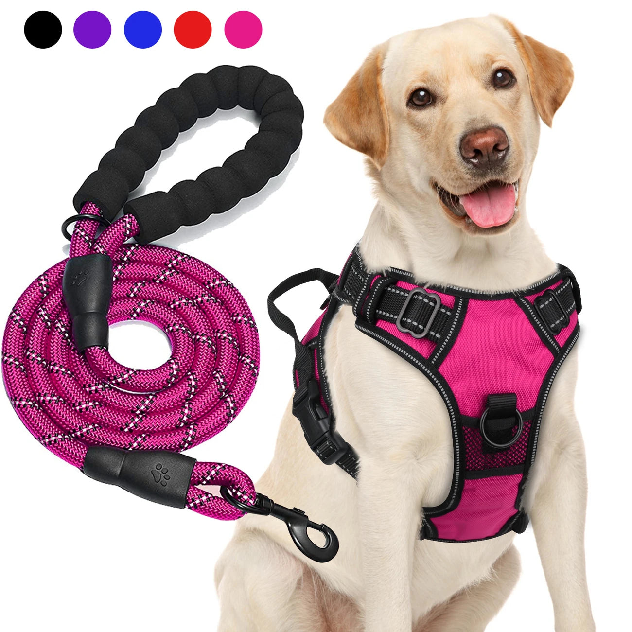 Adjustable for Medium and Large Dogs with Easy Control and Leash