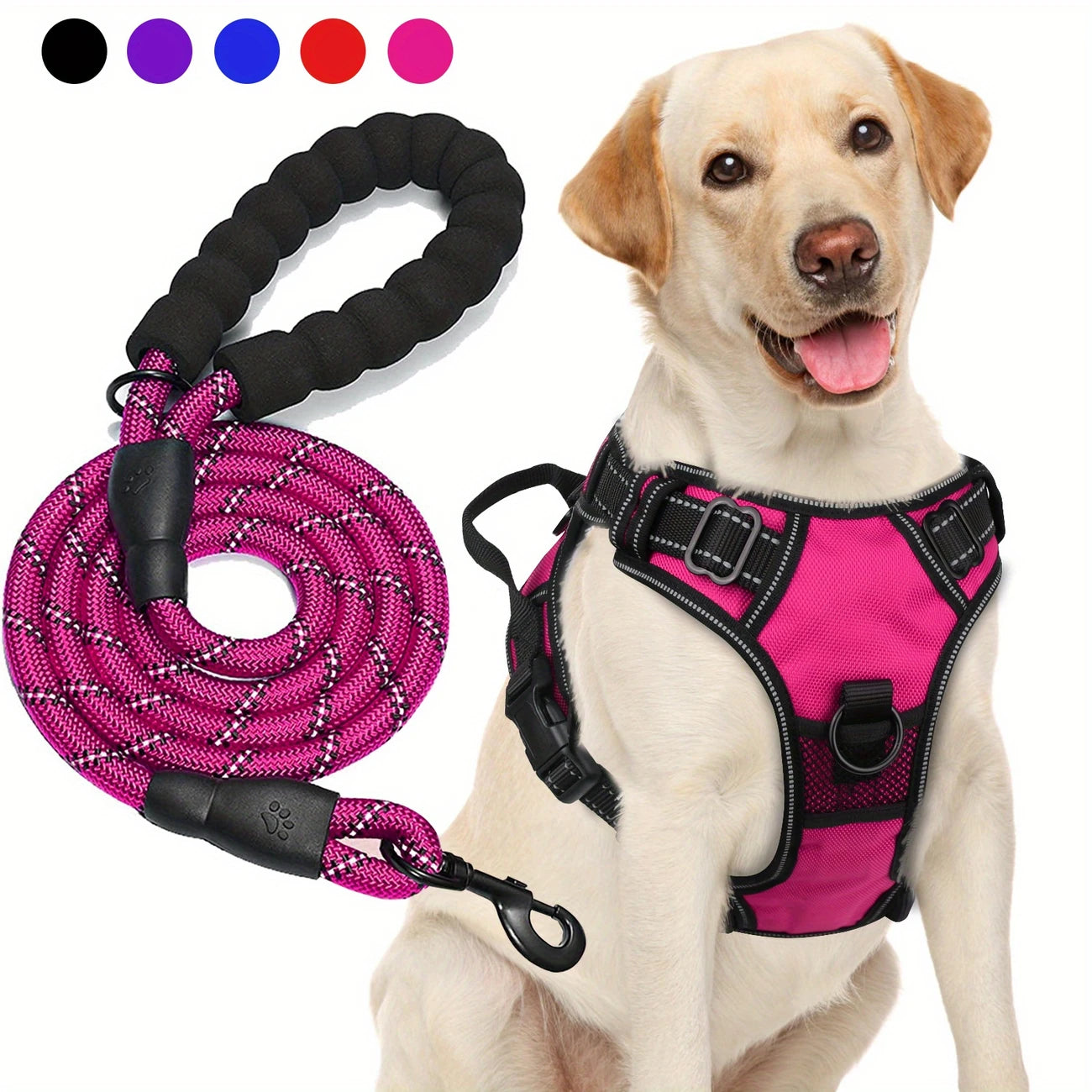 Adjustable for Medium and Large Dogs with Easy Control and Leash