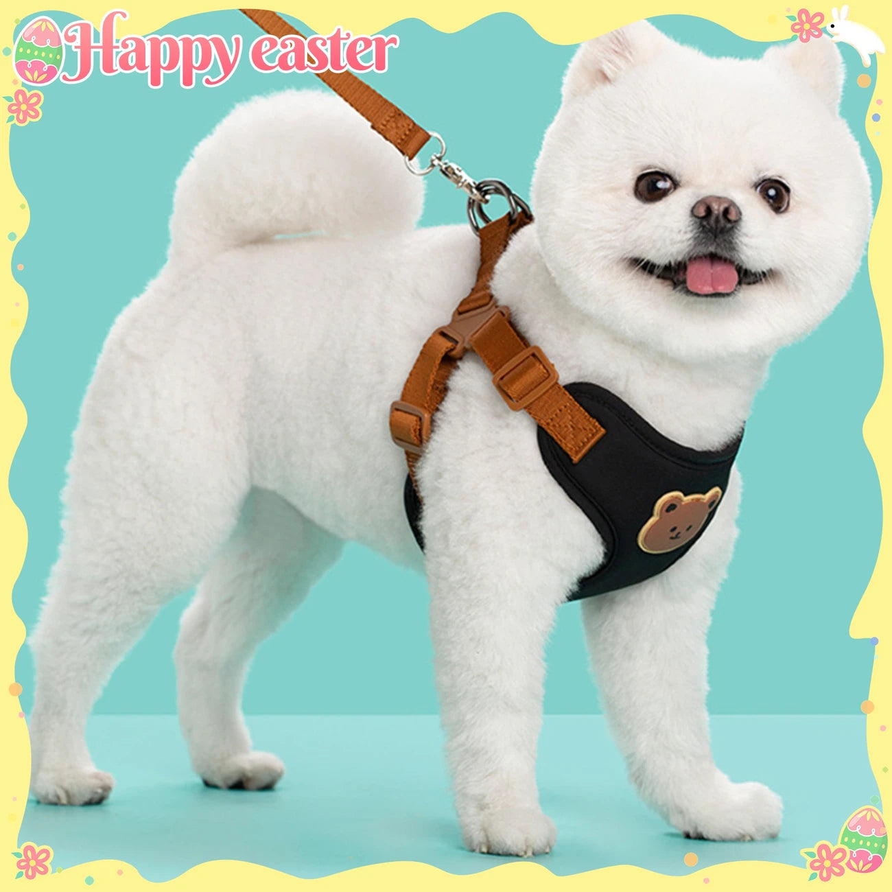 Cute Bear Pet Harness Leash Set - Adjustable, Breathable Dog Vest Harness for Puppy,