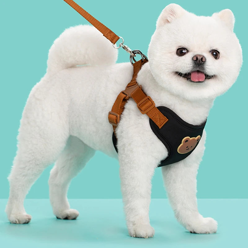 Cute Bear Pet Harness Leash Set - Adjustable, Breathable Dog Vest Harness for Puppy,