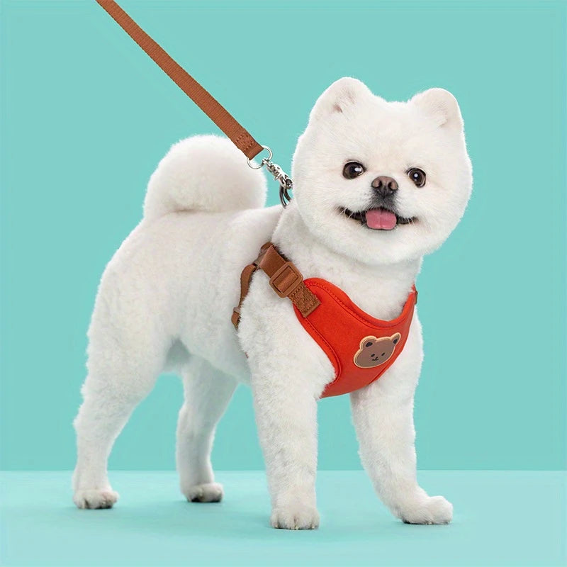 Cute Bear Pet Harness Leash Set - Adjustable, Breathable Dog Vest Harness for Puppy,