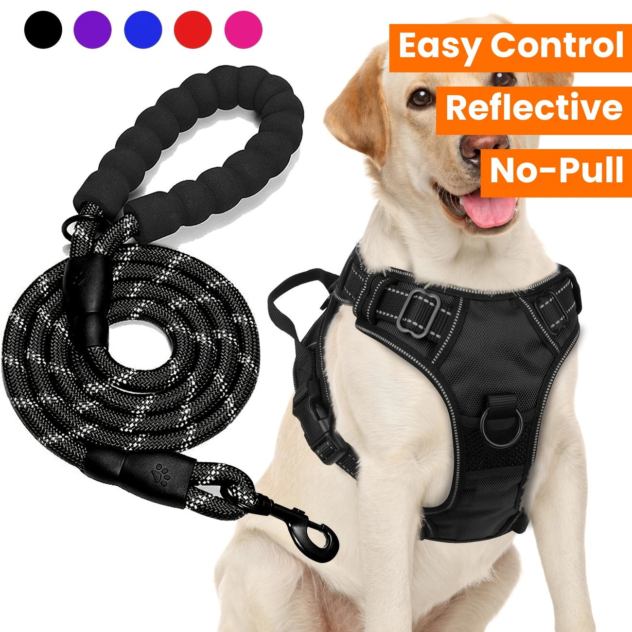 Adjustable for Medium and Large Dogs with Easy Control and Leash
