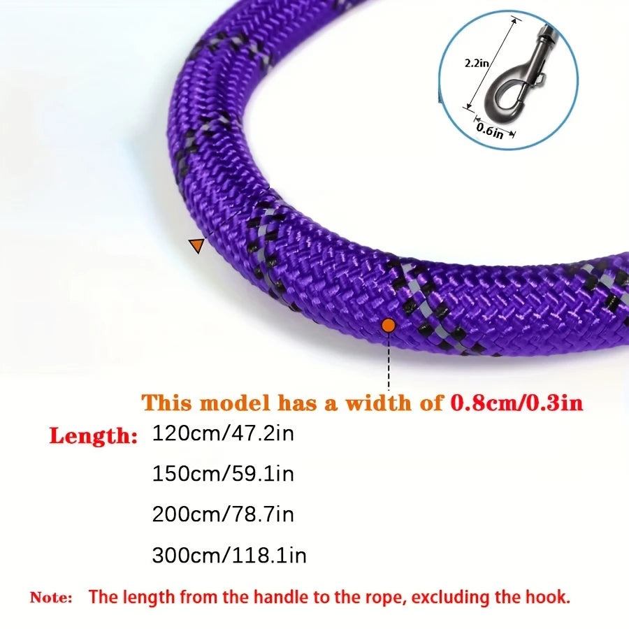 1pc Heavy-Duty Reflective Dog Leash with Padded Handle - Dual Traction Rope for Large Dogs.